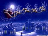 santa sledge in night wallpaper