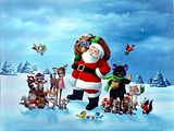 santa with animals wallpaper