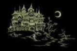 Haunted house with curve moon