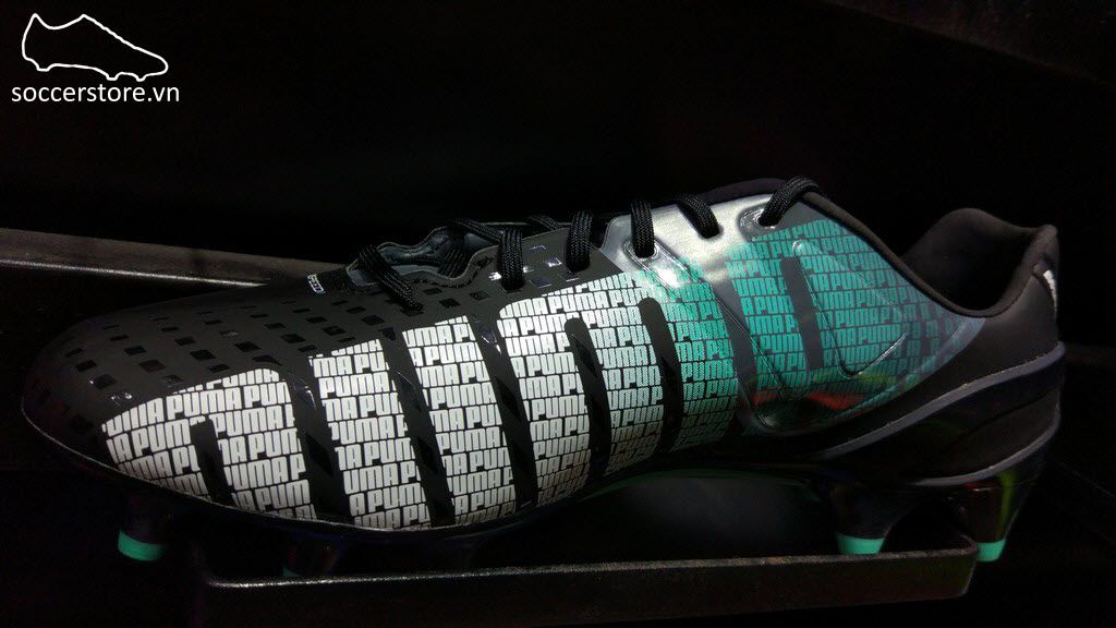 Puma evoSPEED 1.3 FG- Black/ White/ Turbulence/ Pool Green