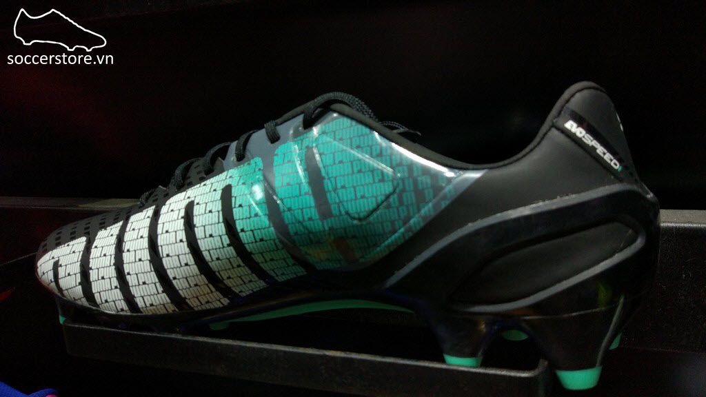 Puma evoSPEED 1.3 FG- Black/ White/ Turbulence/ Pool Green