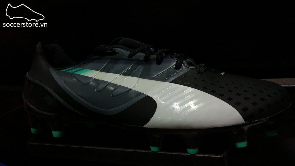 Puma evoSPEED 1.3 FG- Black/ White/ Turbulence/ Pool Green