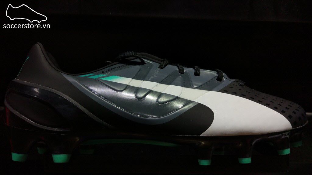 Puma evoSPEED 1.3 FG- Black/ White/ Turbulence/ Pool Green