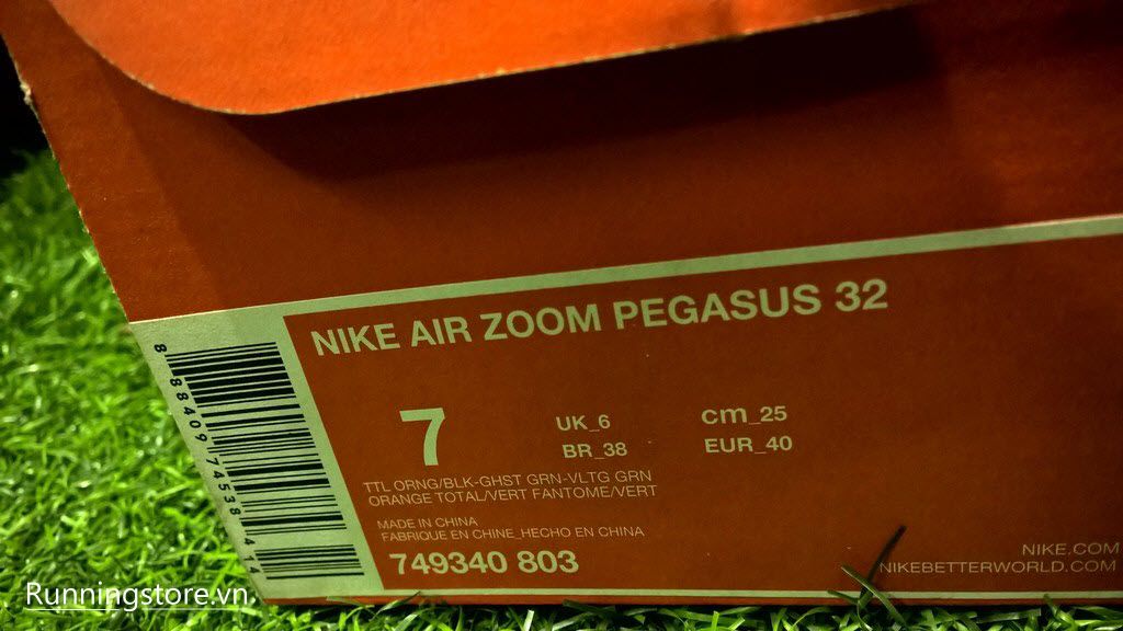 Nike Air Zoom Pegasus 32- Orange/ Black/ Green/ White 749340-803