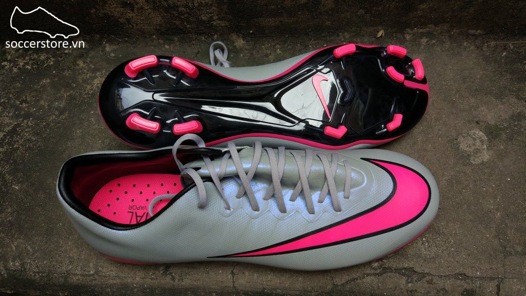 Nike Mercurial Vapor X Kids FG- Wolf Grey/ Hyper Pink/ Black 651620-060
