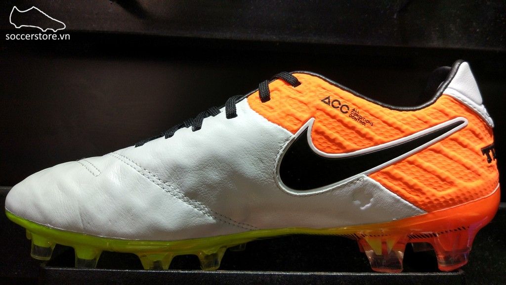 Nike Tiempo Legend VI FG- White/ Black/ Total Orange 819177-109