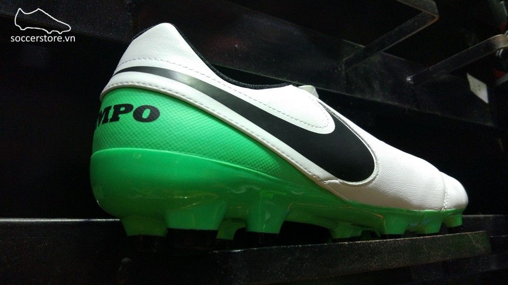 Nike Tiempo Genio II Leather FG- White/ Black/ Electro Green 819213-103