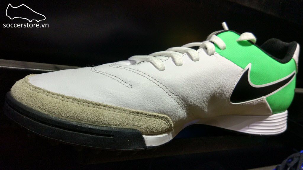 Nike Tiempo Genio II Leather TF- White/ Black/ Electro Green