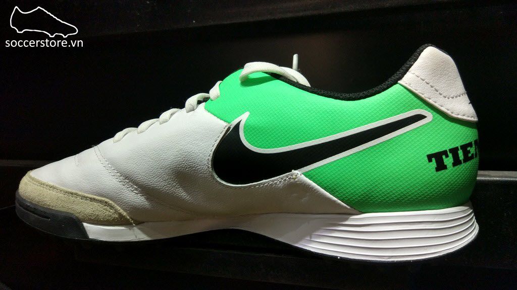 Nike Tiempo Genio II Leather TF- White/ Black/ Electro Green