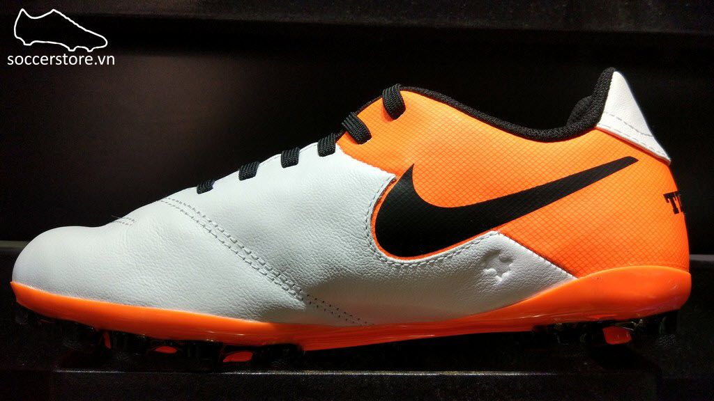 Nike Tiempo Legend VI Kids AG- White/ Black/ Total Orange 833676-108