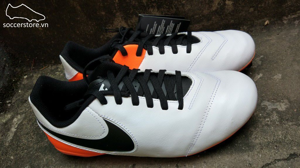 Nike Tiempo Legend VI Kids AG- White/ Black/ Total Orange 833676-108