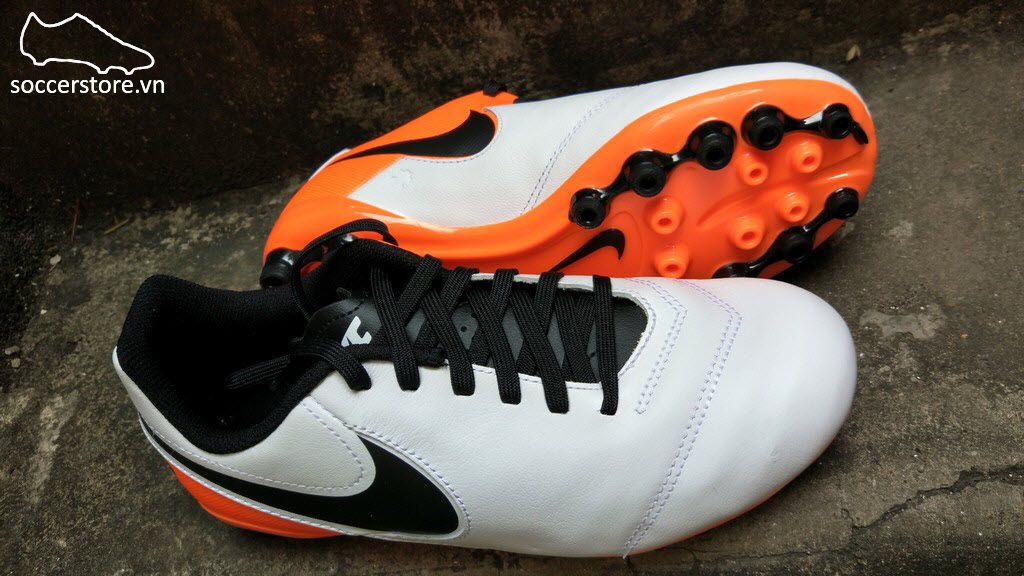 Nike Tiempo Legend VI Kids AG- White/ Black/ Total Orange 833676-108