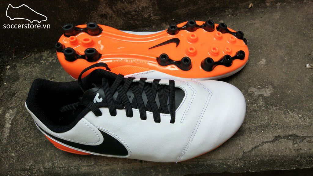 Nike Tiempo Legend VI Kids AG- White/ Black/ Total Orange 833676-108