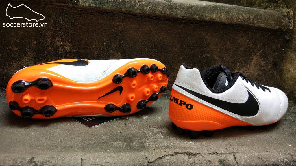 Nike Tiempo Legend VI Kids AG- White/ Black/ Total Orange 833676-108