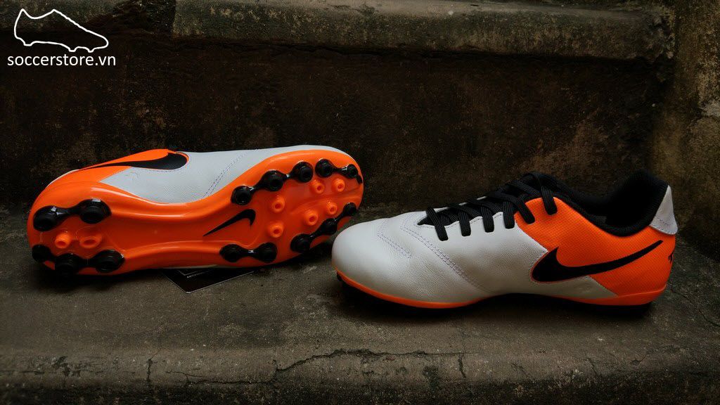 Nike Tiempo Legend VI Kids AG- White/ Black/ Total Orange 833676-108