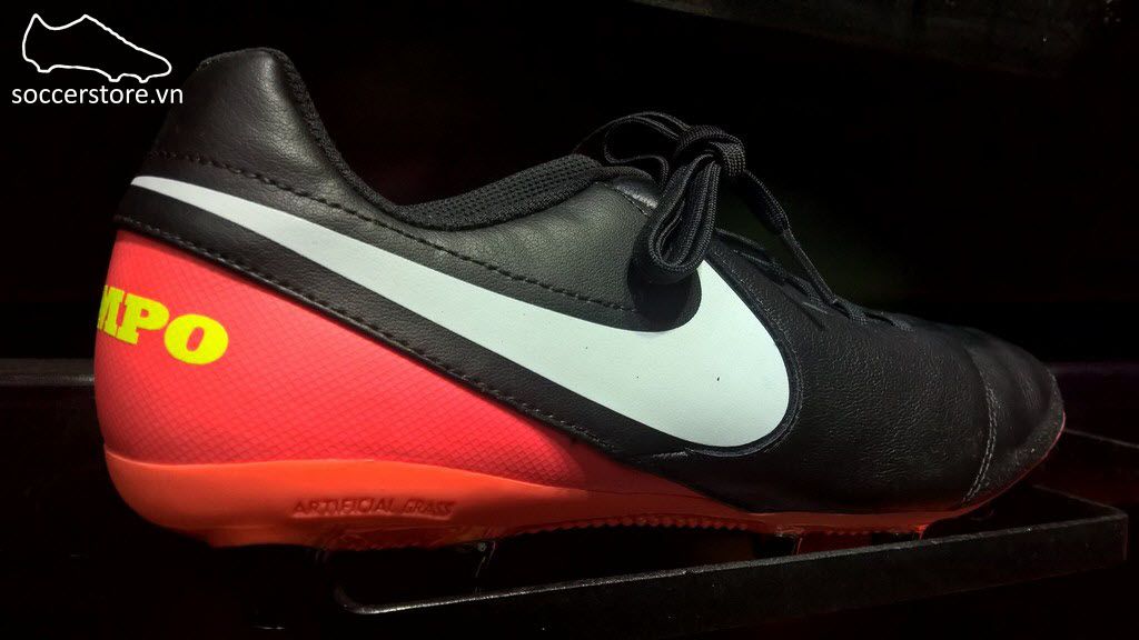 Nike Tiempo Genio II Leather AG Pro- Black/ White/ Hyper Orange/ Volt 844399-018