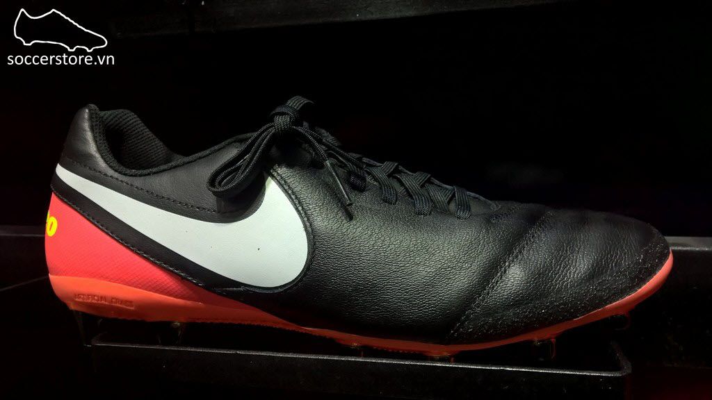 Nike Tiempo Genio II Leather AG Pro- Black/ White/ Hyper Orange/ Volt 844399-018