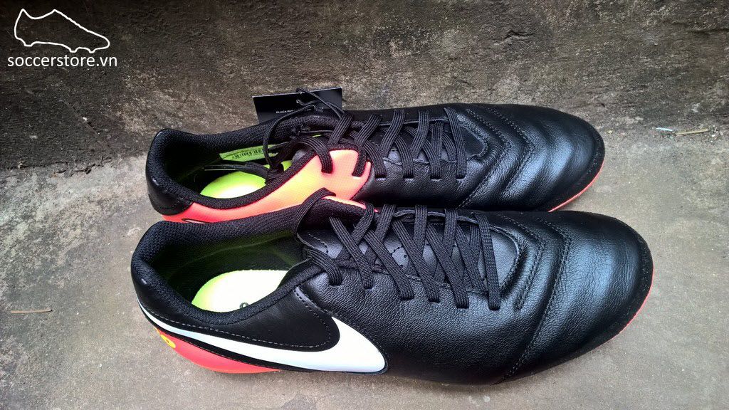 Nike Tiempo Genio II Leather AG Pro- Black/ White/ Hyper Orange/ Volt 844399-018