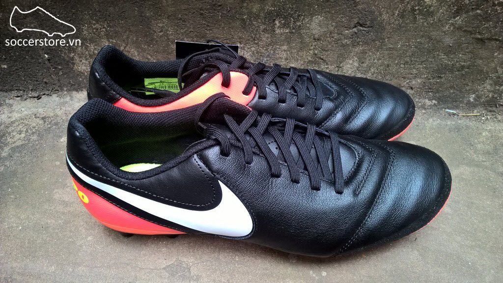 Nike Tiempo Genio II Leather AG Pro- Black/ White/ Hyper Orange/ Volt 844399-018
