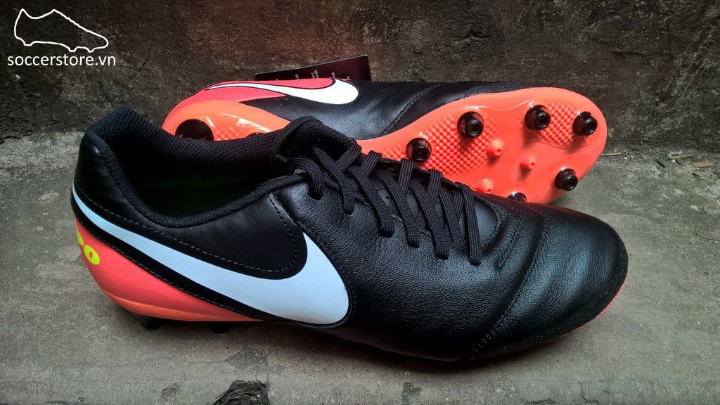 Nike Tiempo Genio II Leather AG Pro- Black/ White/ Hyper Orange/ Volt 844399-018