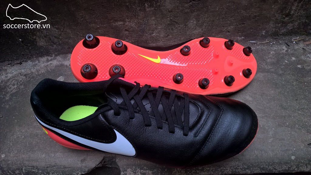 Nike Tiempo Genio II Leather AG Pro- Black/ White/ Hyper Orange/ Volt 844399-018