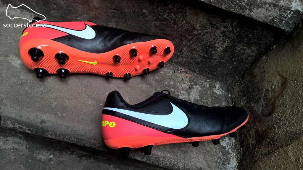 Nike Tiempo Genio II Leather AG Pro- Black/ White/ Hyper Orange/ Volt 844399-018