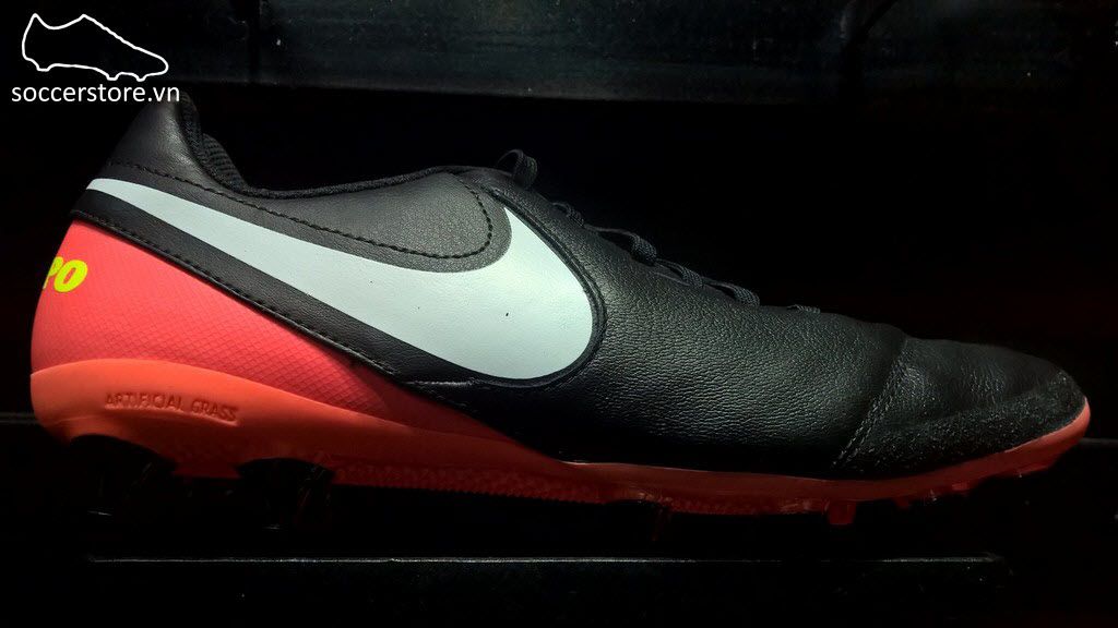 Nike Tiempo Genio II Leather AG Pro- Black/ White/ Hyper Orange/ Volt 844399-018