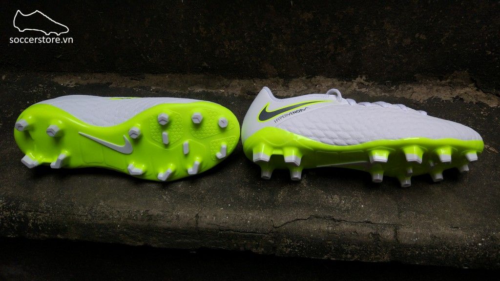 Nike Hypervenom Phantom III Academy Kids FG- White/ Metallic Cool Grey/ Volt AJ4119-107