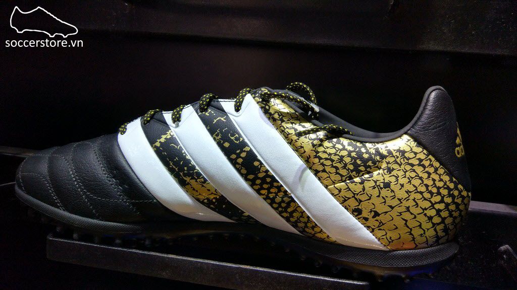 Adidas Ace 16.3 TF Leather- Core Black/ White/ Gole Metallic