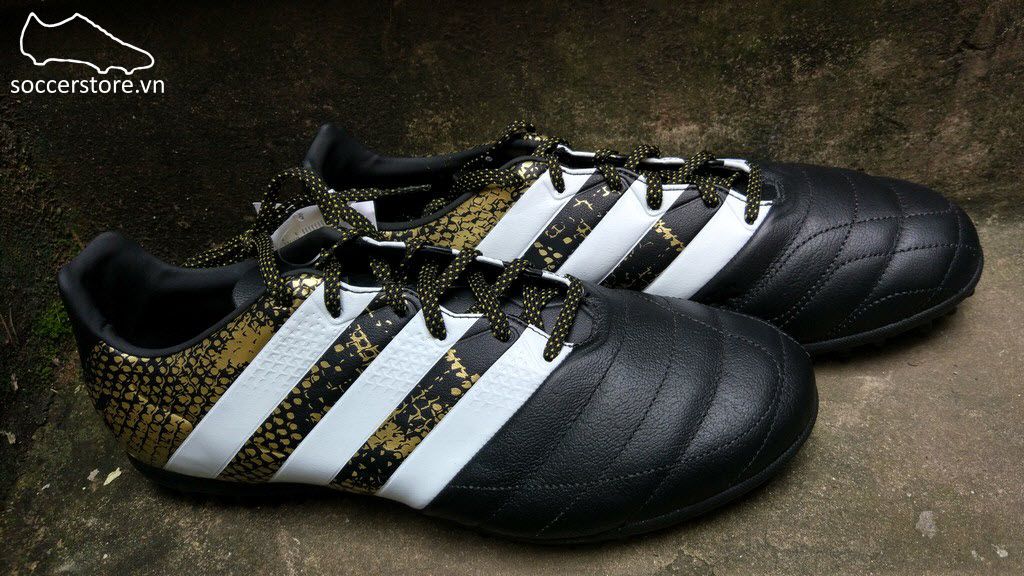 Adidas Ace 16.3 TF Leather- Core Black/ White/ Gole Metallic