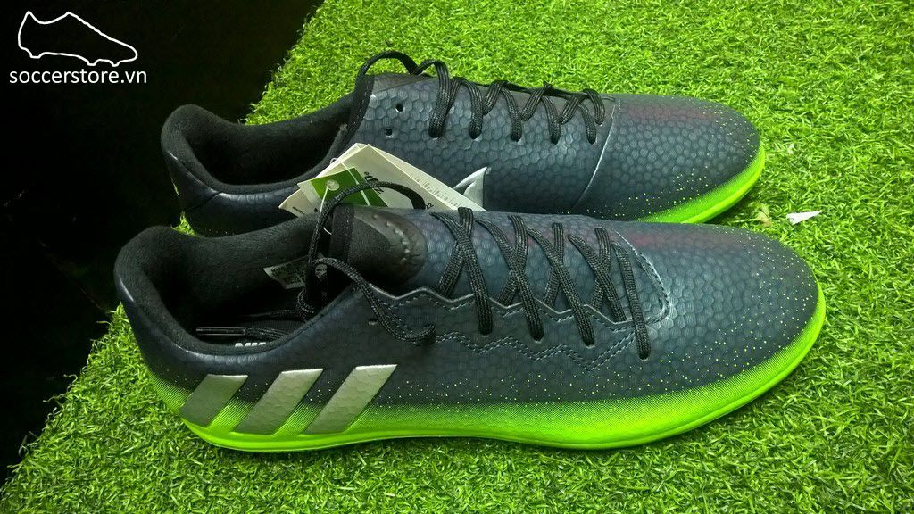 Giày futsal Adidas Messi 16.3 IC- Dark Grey/ Metallic Silver/ Solar Green AQ3522