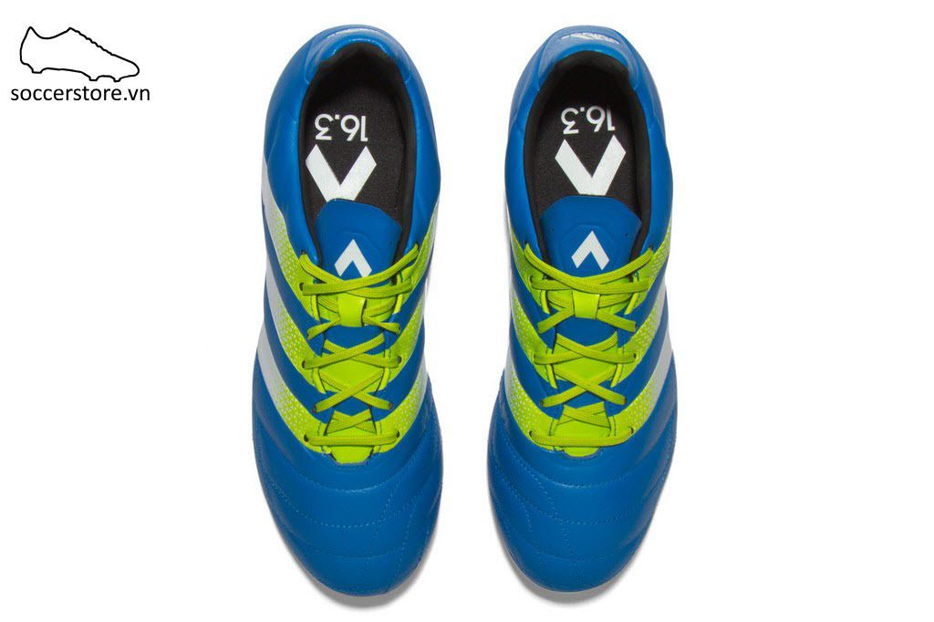 Adidas Ace 16.3 FG/AG Leather- Shock Blue/Semi Solar Slime/White AF5163