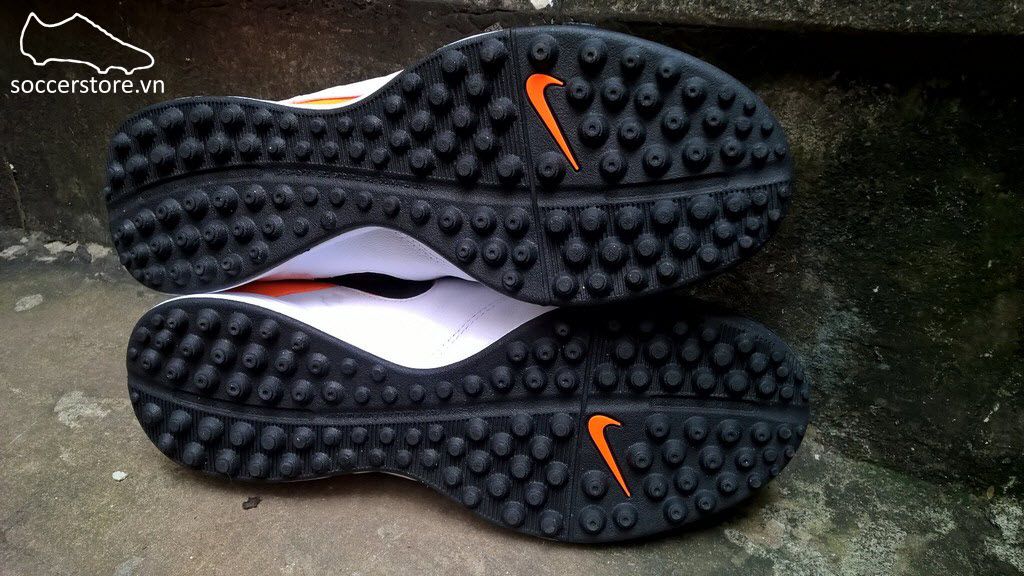 Nike Tiempo Genio II TF Leather- White/ Black/ Total Orange 819216-108