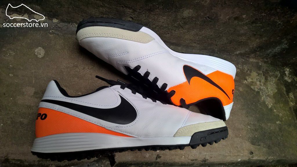 Nike Tiempo Genio II TF Leather- White/ Black/ Total Orange 819216-108