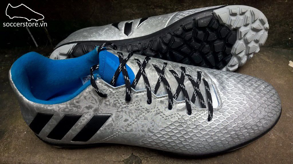 Adidas Messi 16.3 TF- Silver Metallic/ Core Black/ Shock Blue S79642