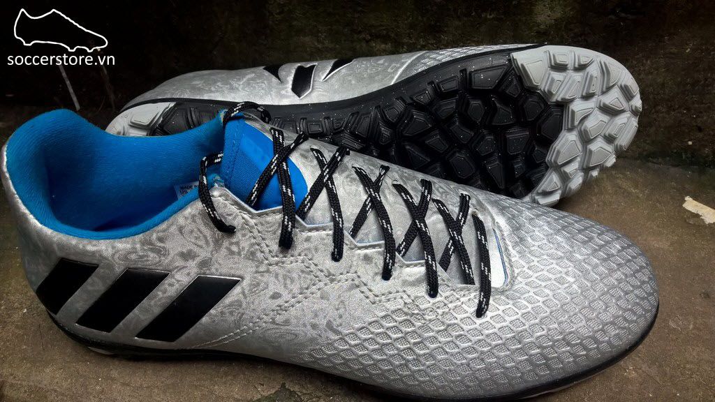 Adidas Messi 16.3 TF- Silver Metallic/ Core Black/ Shock Blue S79642