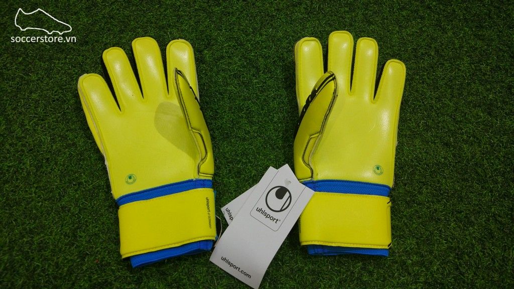 Uhlsport Speed Up Supersoft- Lite Flou Yellow/ Black/ Hydro Blue GK Gloves 1011023-01