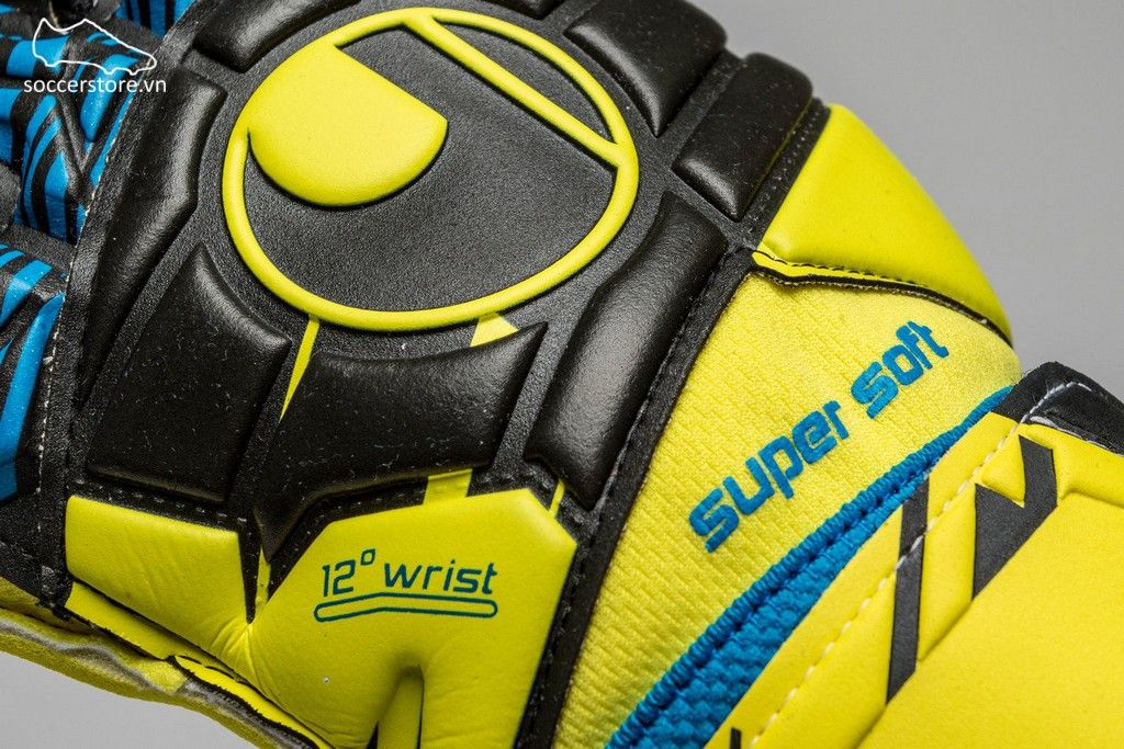 Uhlsport Speed Up Supersoft- Lite Flou Yellow/ Black/ Hydro Blue GK Gloves 1011023-01