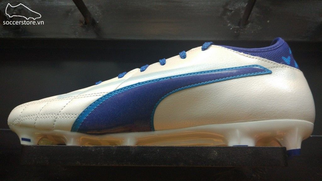 Puma evoTOUCH 3 Leather FG- Puma White/ True Blue/ Blue Danube 103985-02