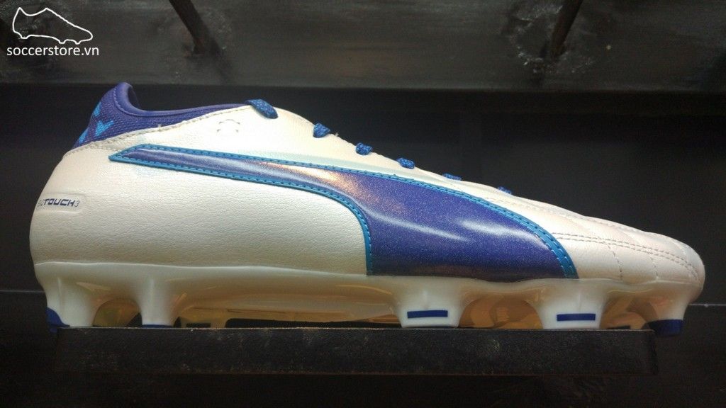 Puma evoTOUCH 3 Leather FG- Puma White/ True Blue/ Blue Danube 103985-02