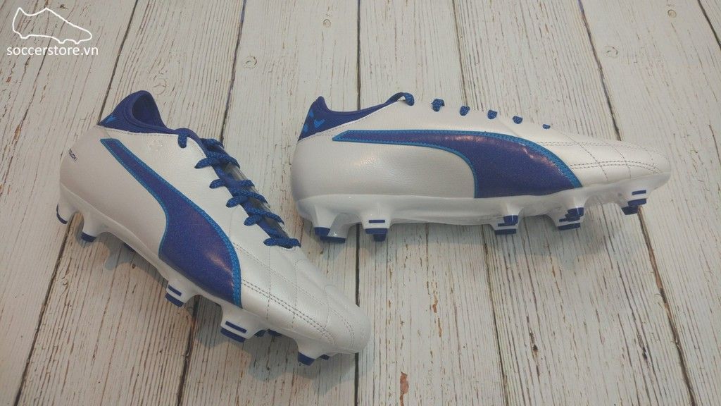 Puma evoTOUCH 3 Leather FG- Puma White/ True Blue/ Blue Danube 103985-02