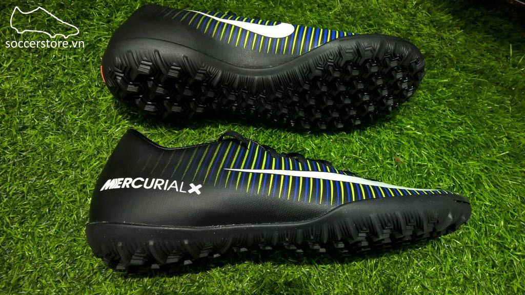 Nike Mercurial Vapor XI Kids TF- Black/ White/ Electric Green 831949-013