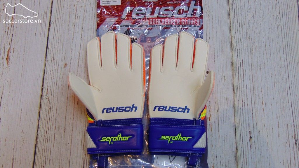 Reusch Kids Serathor SG - Dazzling Blue/ Safety Yellow GK Gloves 3770810-456
