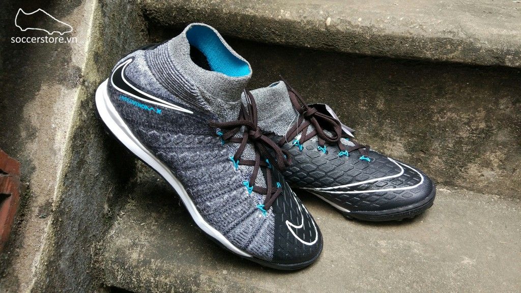 Nike HypervenomX Proximo II DF TF- Wolf Grey/ Black/ Chlorine Blue 852576-004