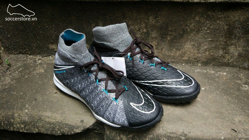 Nike HypervenomX Proximo II DF TF- Wolf Grey/ Black/ Chlorine Blue 852576-004