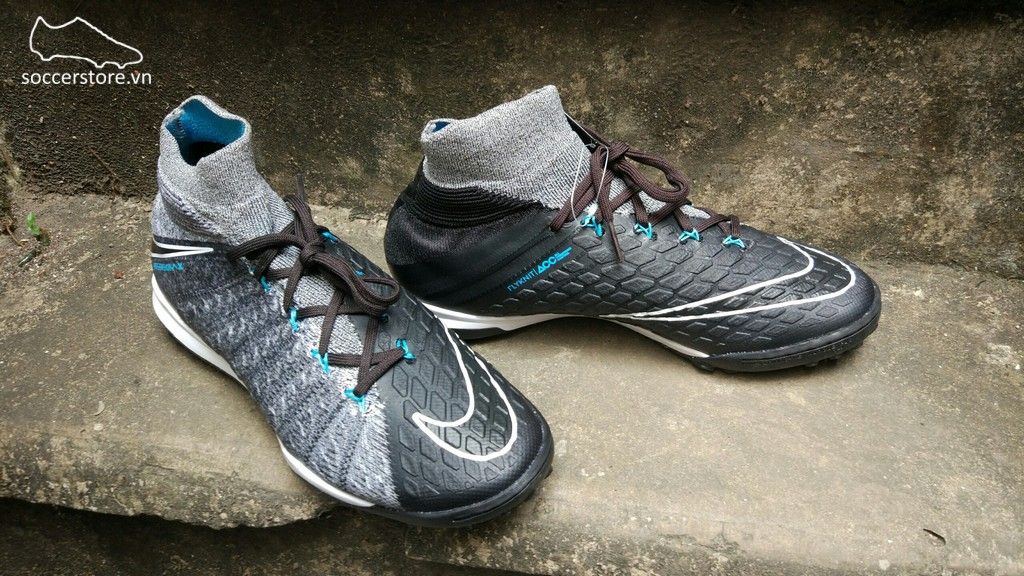 Nike HypervenomX Proximo II DF TF- Wolf Grey/ Black/ Chlorine Blue 852576-004