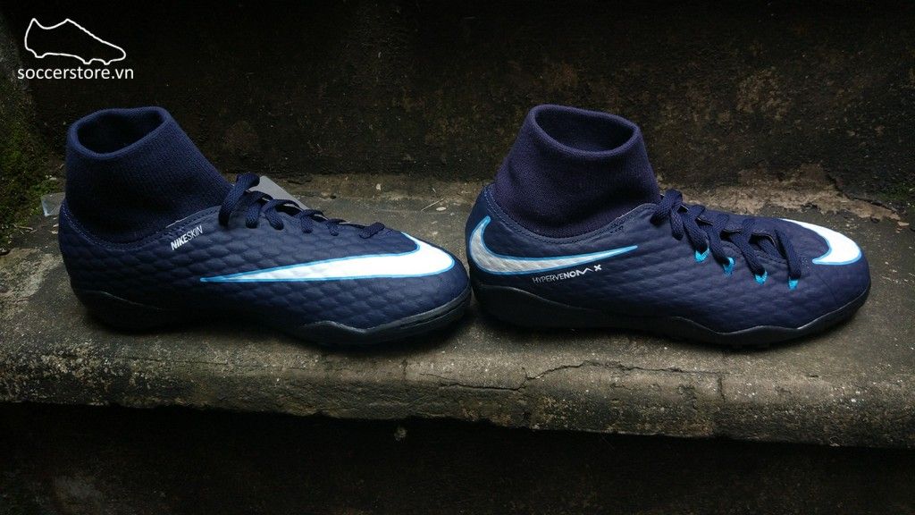 Nike Hypervenom Phelon III DF Kids TF- Obsidian/ White/ Gamma Blue 917775-414