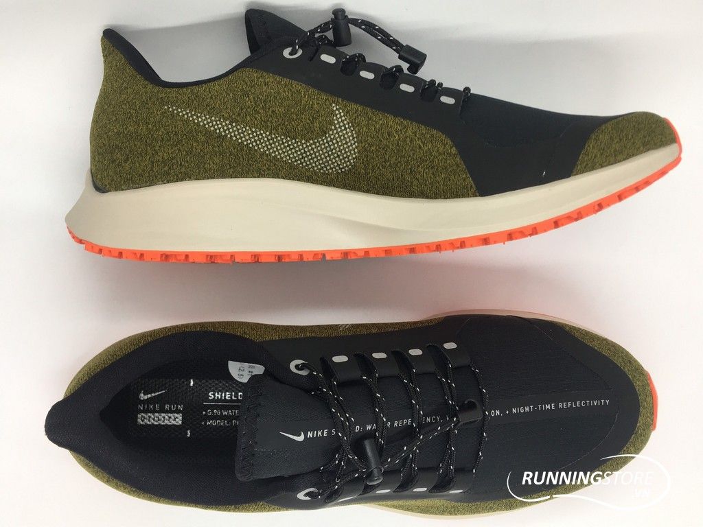 Nike Air Zoom Pegasus 35 Shield- Olive Flak/ Metallic Silver/ Black String AA1643-300
