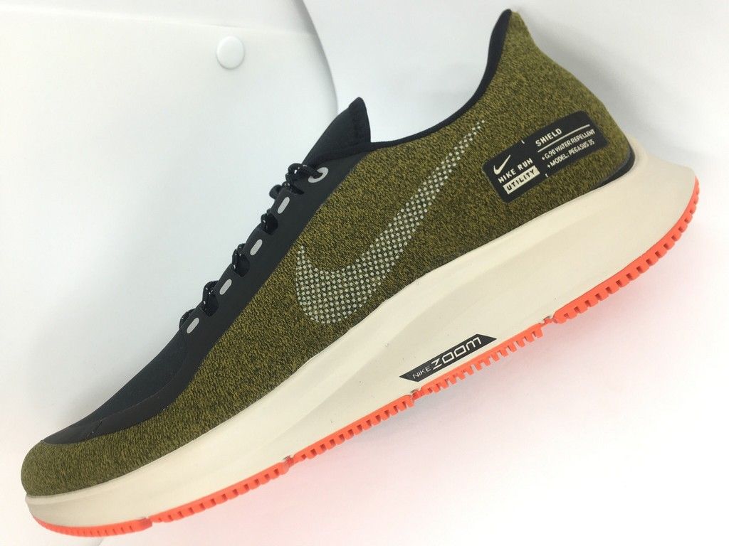 Nike Air Zoom Pegasus 35 Shield- Olive Flak/ Metallic Silver/ Black String AA1643-300
