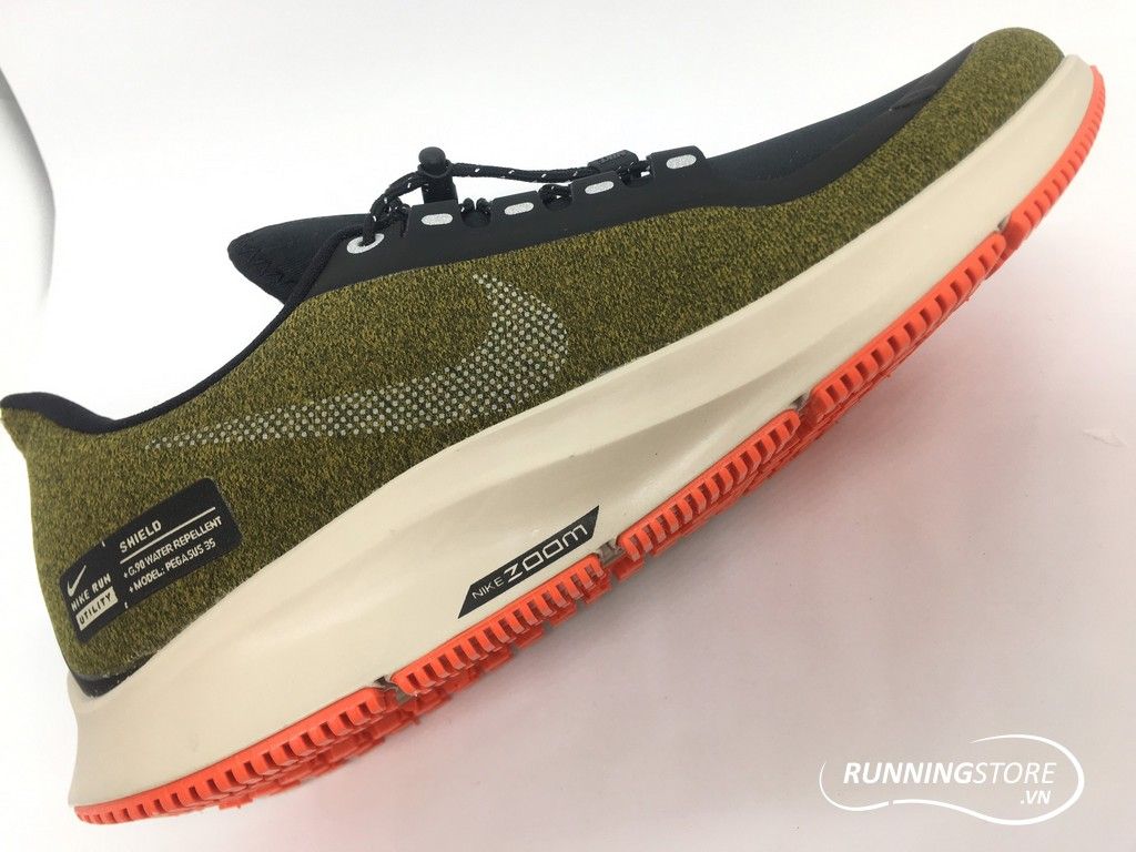 Nike Air Zoom Pegasus 35 Shield- Olive Flak/ Metallic Silver/ Black String AA1643-300